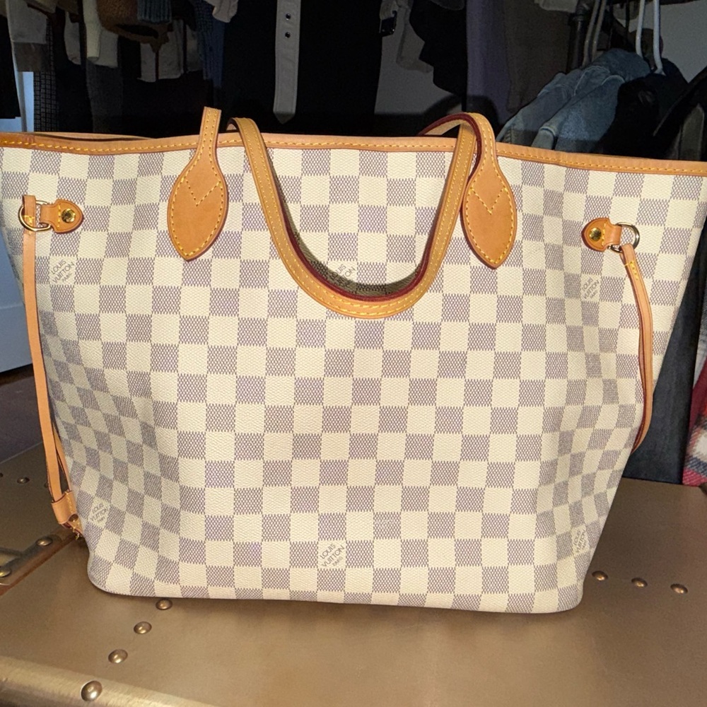 Louis Vuitton Checkered Tote - Cream and Tan